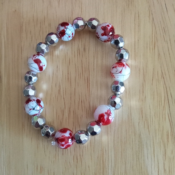 New cherry blossom silver crystal beaded statement bracelet hand crafted - Picture 3 of 4